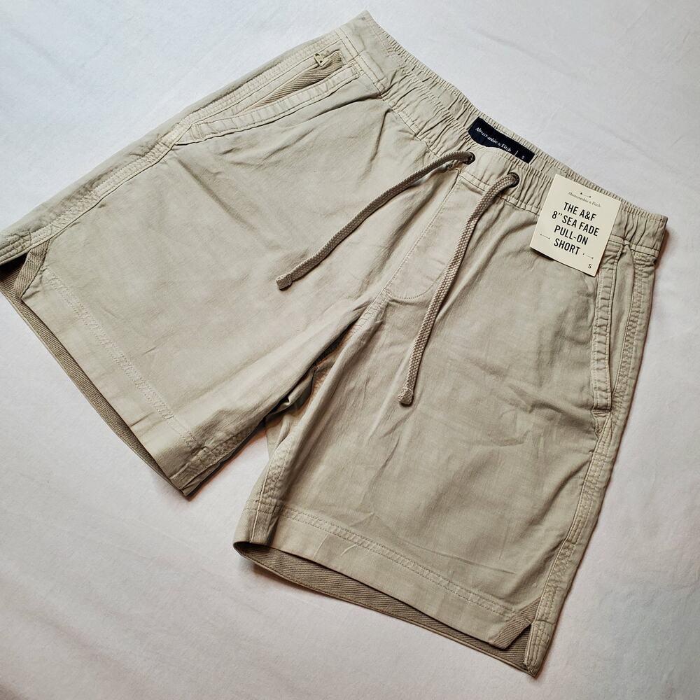 Abercrombie & Fitch Men's Size S NWT Sea Fade Pull-On 8" Short Beige